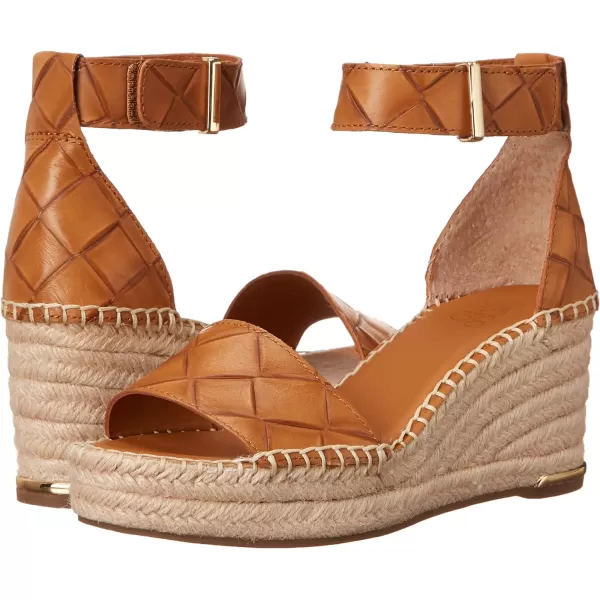 Franco Sarto Womens Clemens Jute Wrapped Espadrille Wedge Heel SandalsCuoio Brown Embossed Leather