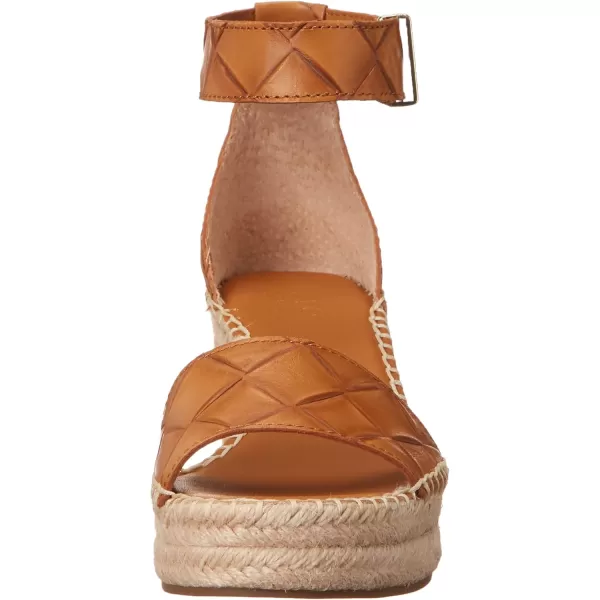 Franco Sarto Womens Clemens Jute Wrapped Espadrille Wedge Heel SandalsCuoio Brown Embossed Leather