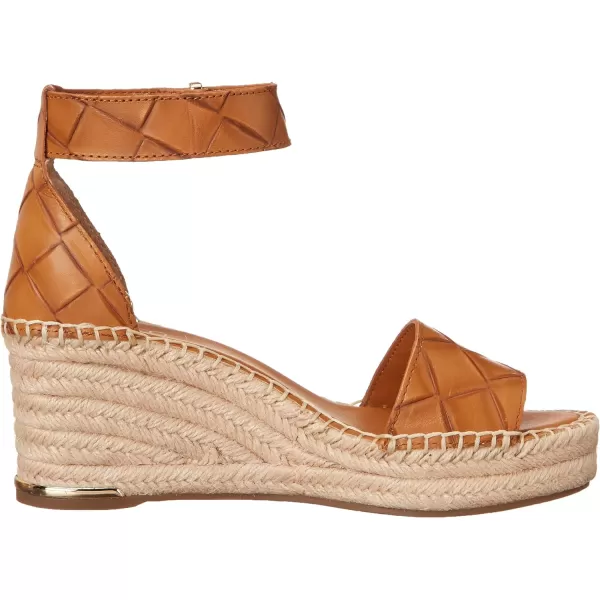 Franco Sarto Womens Clemens Jute Wrapped Espadrille Wedge Heel SandalsCuoio Brown Embossed Leather