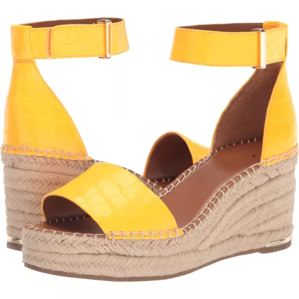 Franco Sarto Womens Clemens Jute Wrapped Espadrille Wedge Heel SandalsElectric Orange Crocco