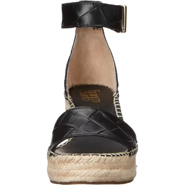 Franco Sarto Womens Clemens Jute Wrapped Espadrille Wedge Heel SandalsEmbossed Black