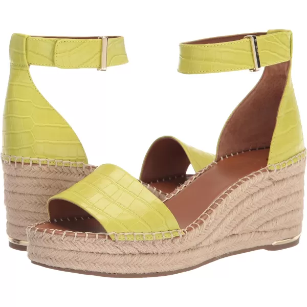 Franco Sarto Womens Clemens Jute Wrapped Espadrille Wedge Heel SandalsPear Green Crocco