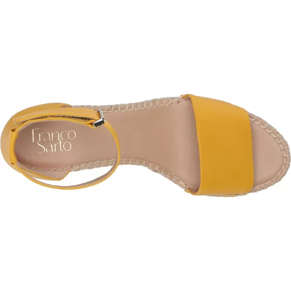 Franco Sarto Womens Clemens Jute Wrapped Espadrille Wedge Heel SandalsSummer Yellow Leather