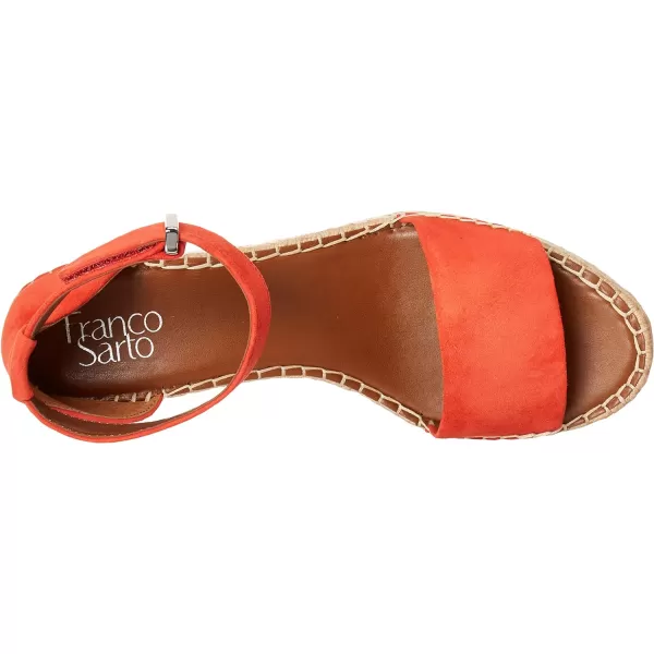 Franco Sarto Womens Clemens Jute Wrapped Espadrille Wedge Heel SandalsTangelo Orange Suede