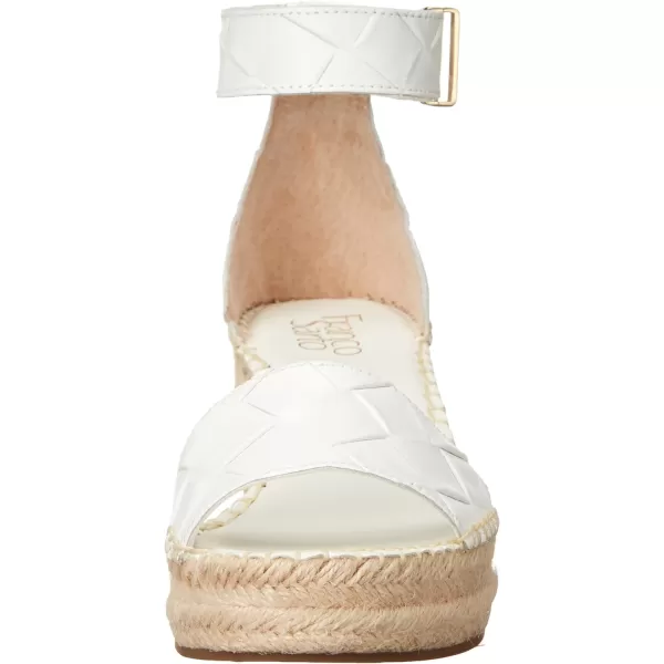 Franco Sarto Womens Clemens Jute Wrapped Espadrille Wedge Heel SandalsWhite Leather Embossed