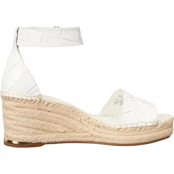 Franco Sarto Womens Clemens Jute Wrapped Espadrille Wedge Heel SandalsWhite Leather Embossed