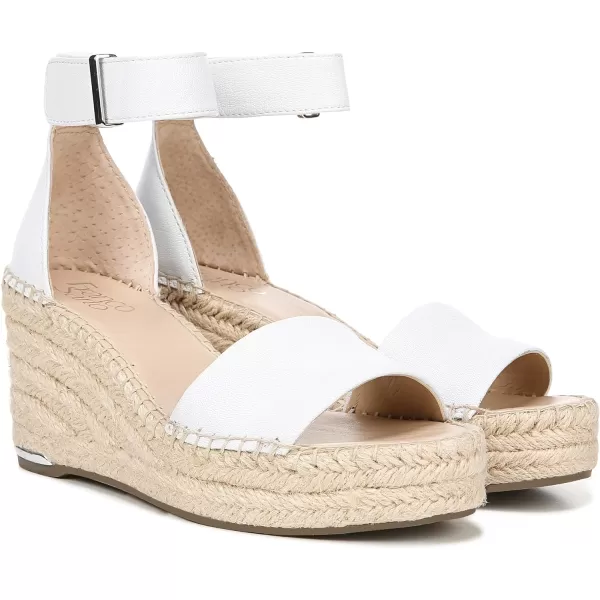 Franco Sarto Womens Clemens Jute Wrapped Espadrille Wedge Heel SandalsWhite Smooth Leather