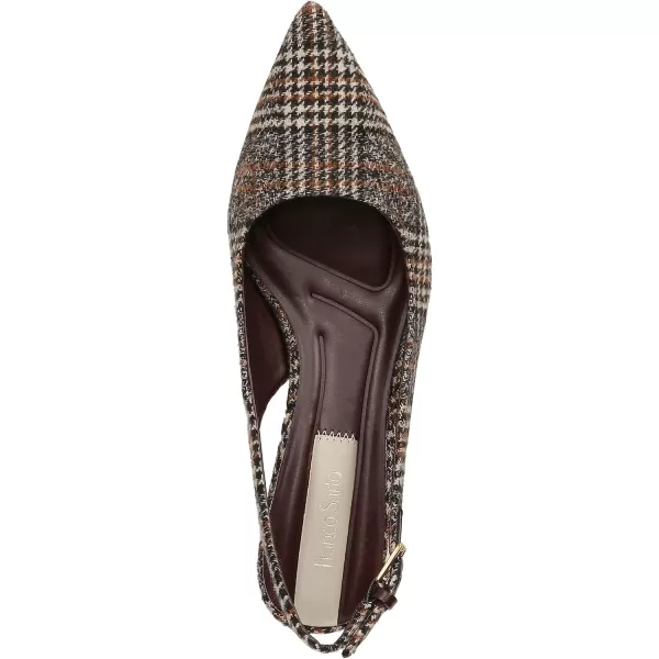 Franco Sarto Womens Racer Slingback PumpBrown Plaid Fabric