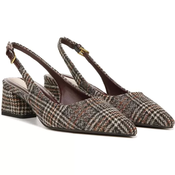 Franco Sarto Womens Racer Slingback PumpBrown Plaid Fabric