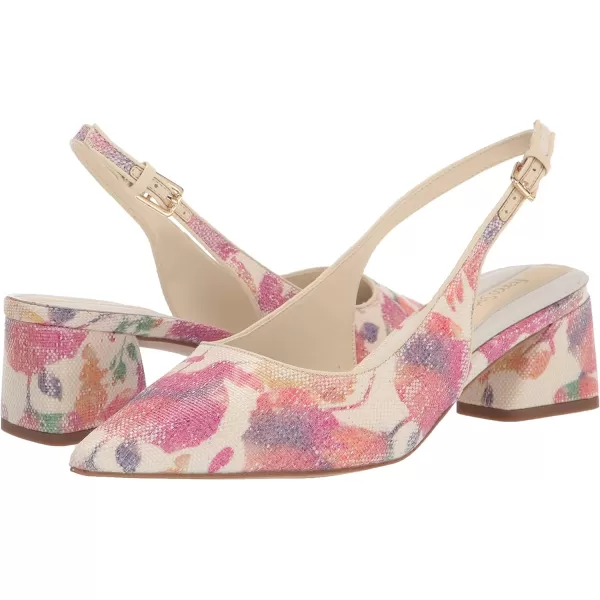 Franco Sarto Womens Racer Slingback PumpWhite Multi Floral Raffia