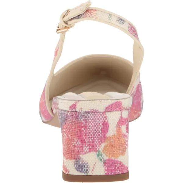 Franco Sarto Womens Racer Slingback PumpWhite Multi Floral Raffia