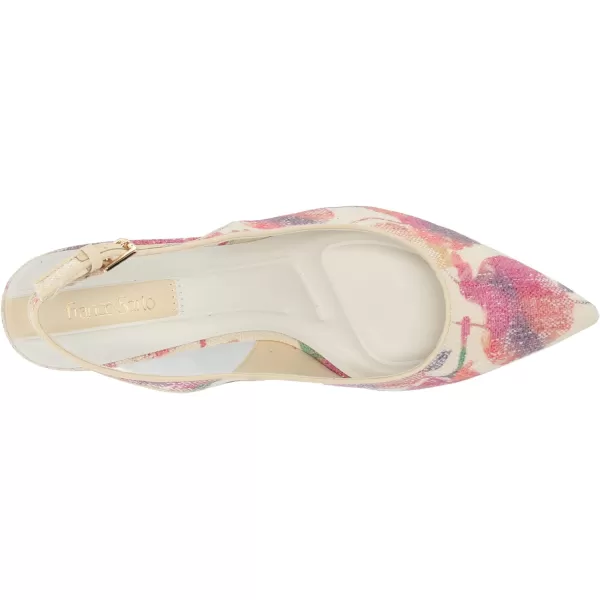 Franco Sarto Womens Racer Slingback PumpWhite Multi Floral Raffia