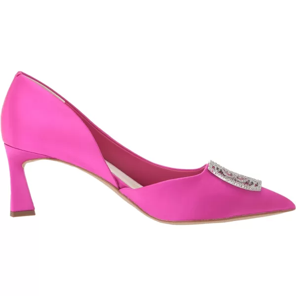 Franco Sarto Womens Tana Pointed Toe DOrsay Mid Heel PumpFuscia Pink Satin With Ornament