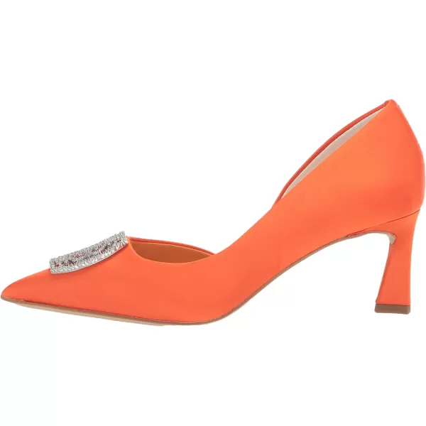 Franco Sarto Womens Tana Pointed Toe DOrsay Mid Heel PumpVivid Orange Satin