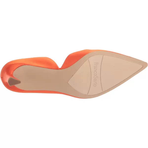 Franco Sarto Womens Tana Pointed Toe DOrsay Mid Heel PumpVivid Orange Satin