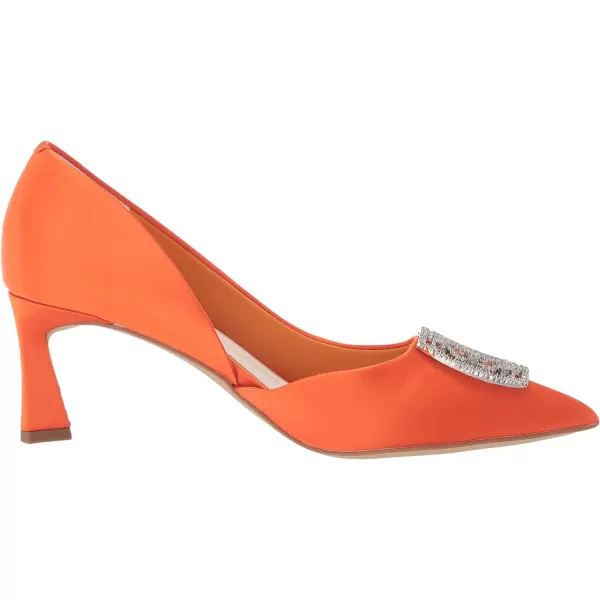 Franco Sarto Womens Tana Pointed Toe DOrsay Mid Heel PumpVivid Orange Satin