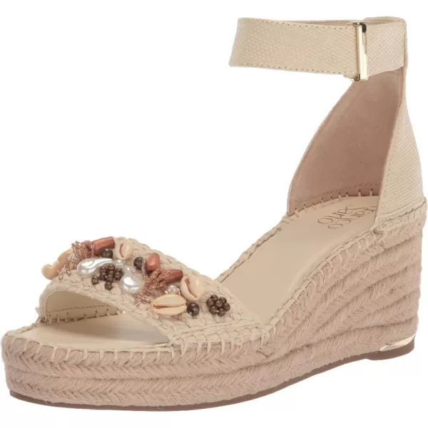 Franco Sarto Womens Clemens Jute Wrapped Espadrille Wedge Heel SandalsBeige Raffia