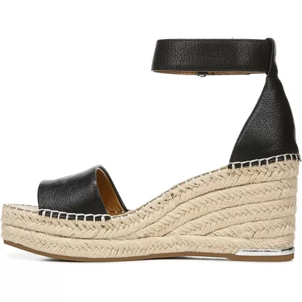 Franco Sarto Womens Clemens Jute Wrapped Espadrille Wedge Heel SandalsBlack Leather Smooth