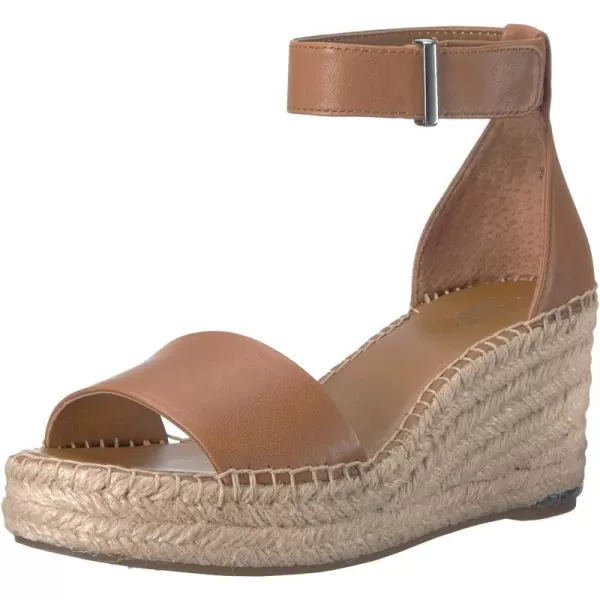 Franco Sarto Womens Clemens Jute Wrapped Espadrille Wedge Heel SandalsCognac Brown Leather