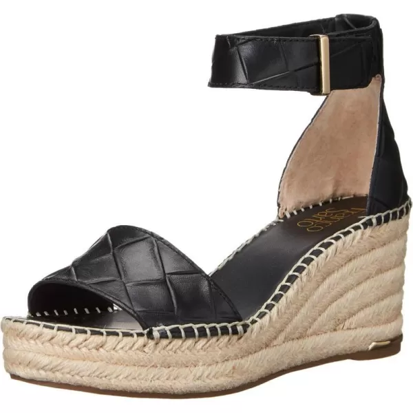 Franco Sarto Womens Clemens Jute Wrapped Espadrille Wedge Heel SandalsEmbossed Black