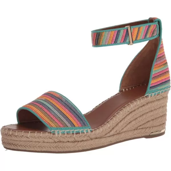 Franco Sarto Womens Clemens Jute Wrapped Espadrille Wedge Heel SandalsMulti Stripe