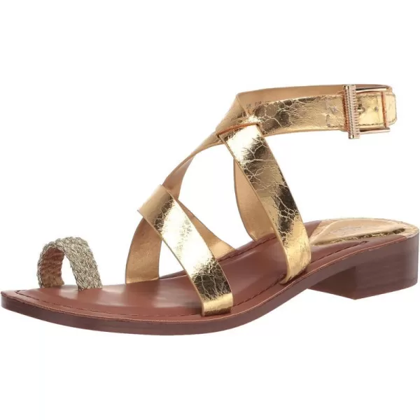 Franco Sarto Womens Ina Strappy Sandal FlatGold Metallic