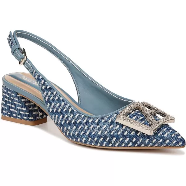 Franco Sarto Womens Racer Slingback PumpMulti Blue Woven Fabric