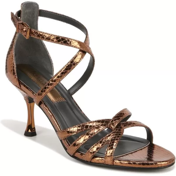 Franco Sarto Womens Rika Strappy Heeled Dress SandalsBronze Gold Snake