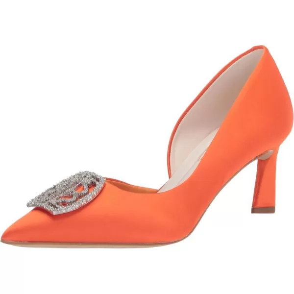 Franco Sarto Womens Tana Pointed Toe DOrsay Mid Heel PumpVivid Orange Satin