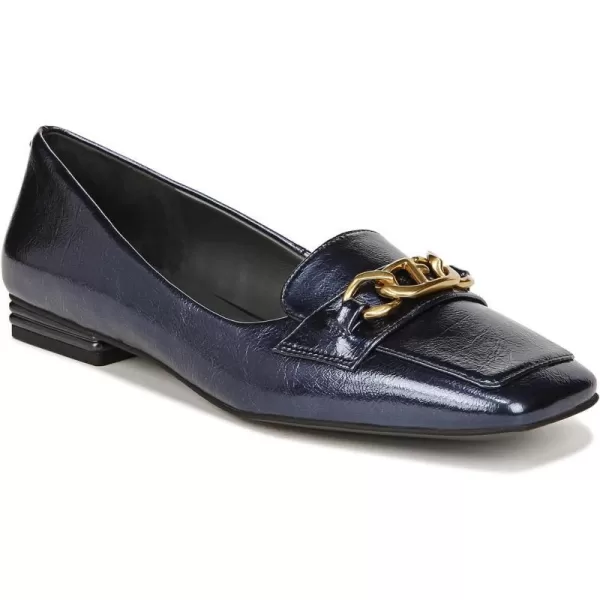 Franco Sarto Womens Tiari Slip on Square Toe LoafersMidnight Blue Metallic