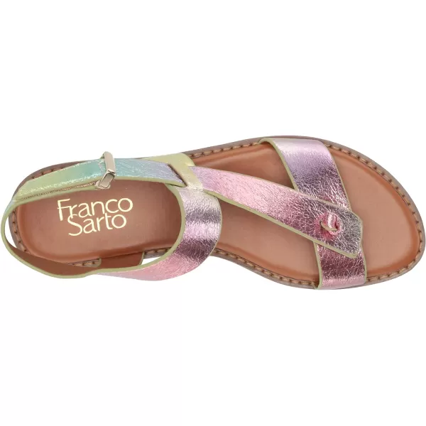 Franco Sarto Womens Glenni Ankle Strap Flat SandalsIridescent Metallic Multi