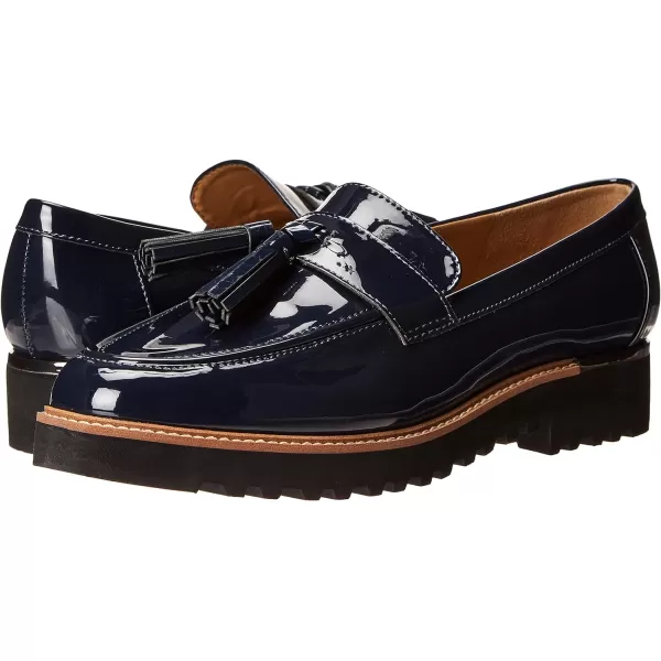 Franco Sarto Womens Carolynn Lug Sole LoaferInky Navy Blue Patent