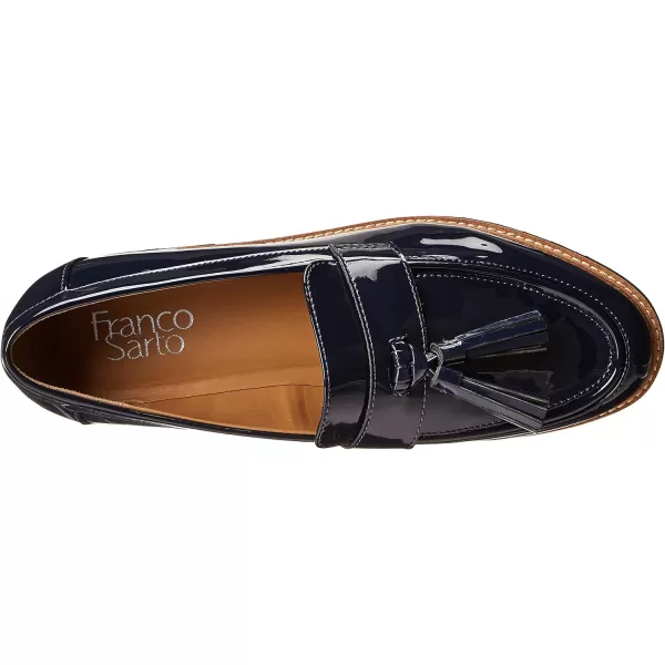 Franco Sarto Womens Carolynn Lug Sole LoaferInky Navy Blue Patent