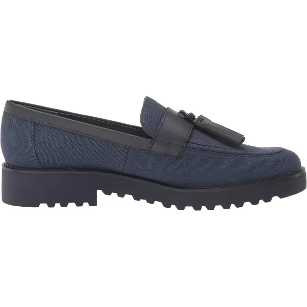 Franco Sarto Womens Carolynn Lug Sole LoaferNavy Blue Canvas