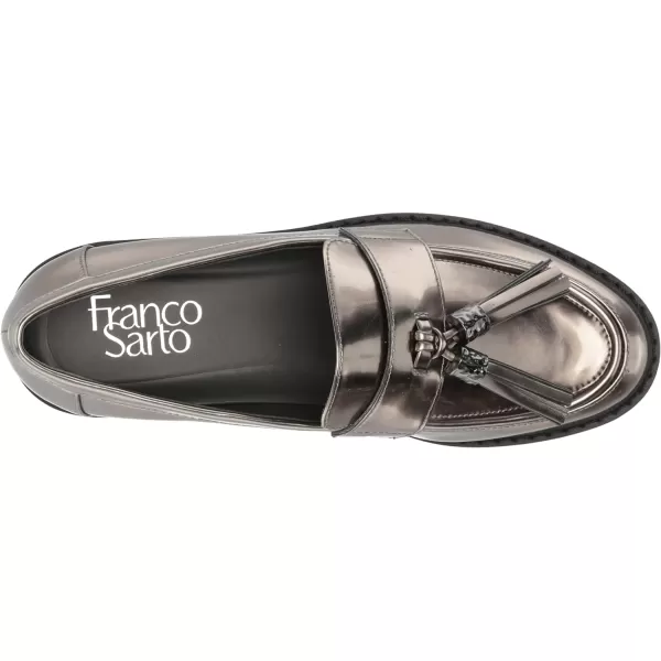 Franco Sarto Womens Carolynn Lug Sole LoaferPewter Metallic Grey Silver