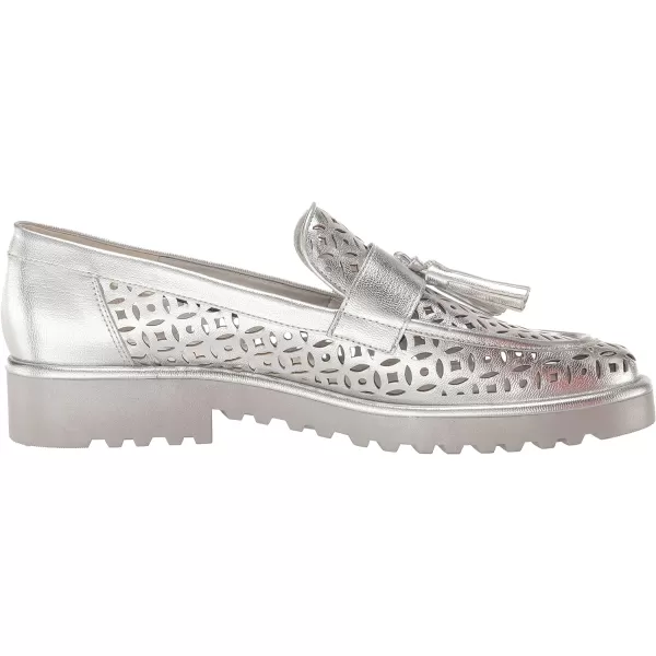 Franco Sarto Womens Carolynn Lug Sole LoaferSilver Geometric Cutout