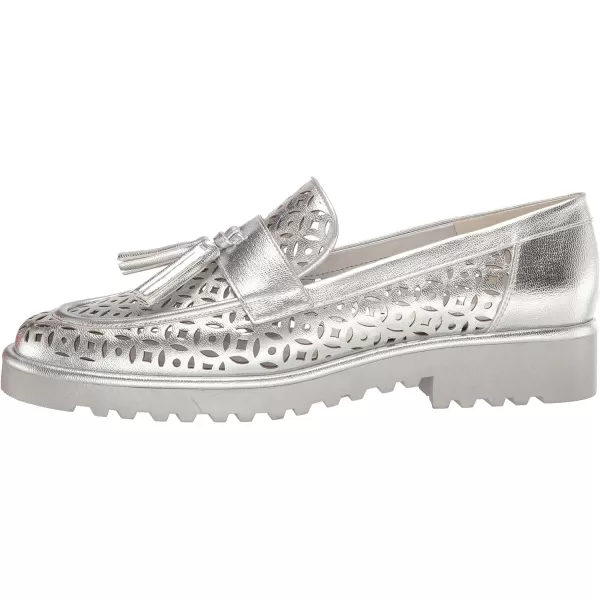 Franco Sarto Womens Carolynn Lug Sole LoaferSilver Geometric Cutout