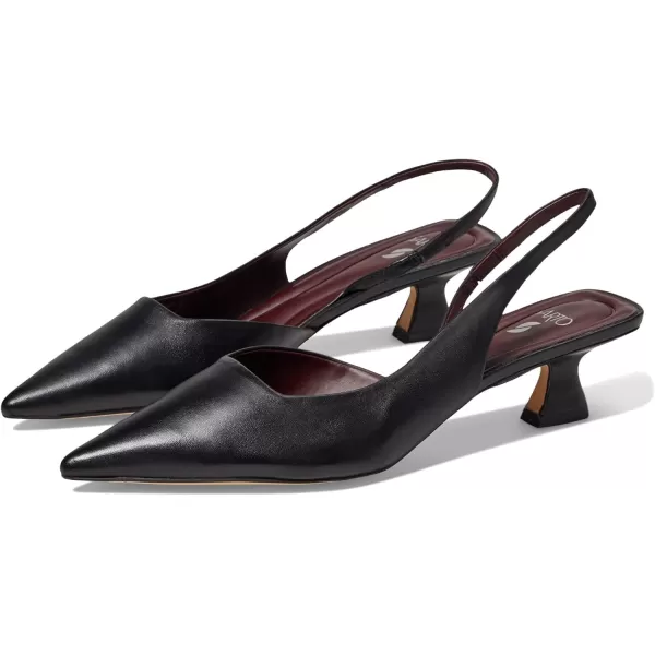 Franco Sarto Womens Devin Pointed Toe Kitten Heel Slingback PumpBlack Leather