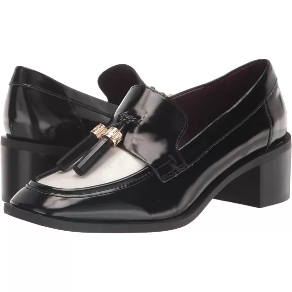 Franco Sarto Womens Donna Heeled LoafersBlackWhite