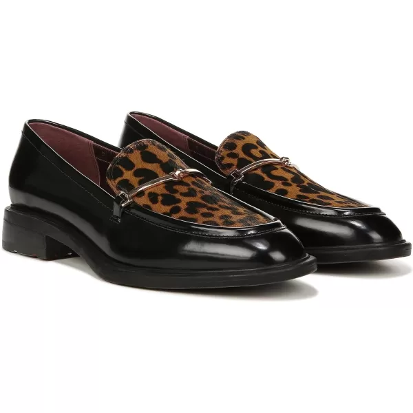 Franco Sarto Womens EDA Classic Slip on LoaferBlackLeopard Leather