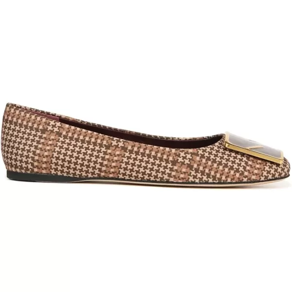 Franco Sarto Womens Flexa Amaya Square Toe Ballet FlatBrown Plaid Fabric