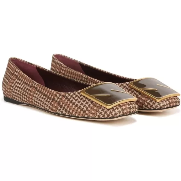 Franco Sarto Womens Flexa Amaya Square Toe Ballet FlatBrown Plaid Fabric