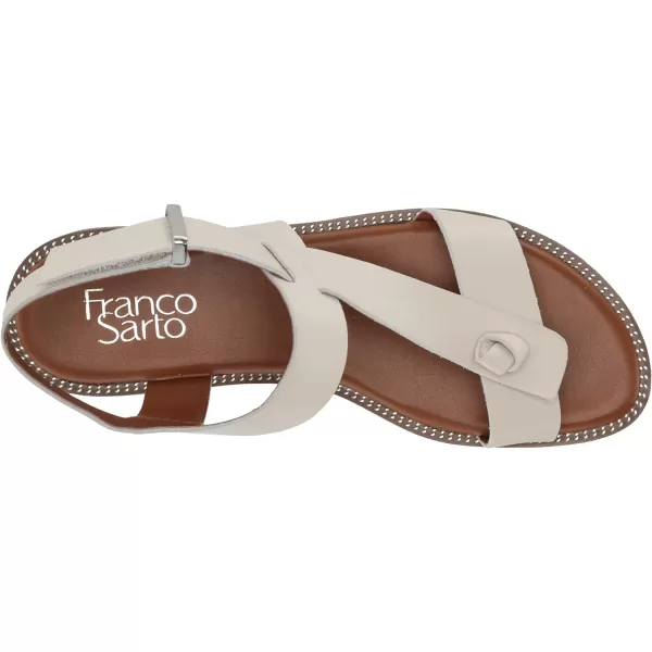 Franco Sarto Womens Glenni Ankle Strap Flat SandalsPutty White Leather