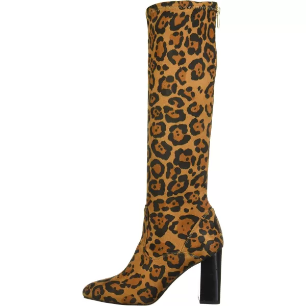 Franco Sarto Womens Katherine Pointed Toe Knee High BootsCamel Leopard Micro Fiber