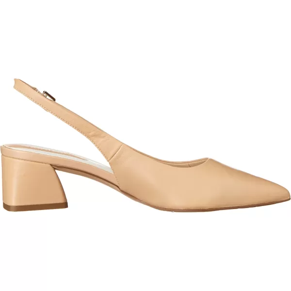 Franco Sarto Womens Racer Slingback Low Block Heel Pointed Toe PumpBeige Nude Leather