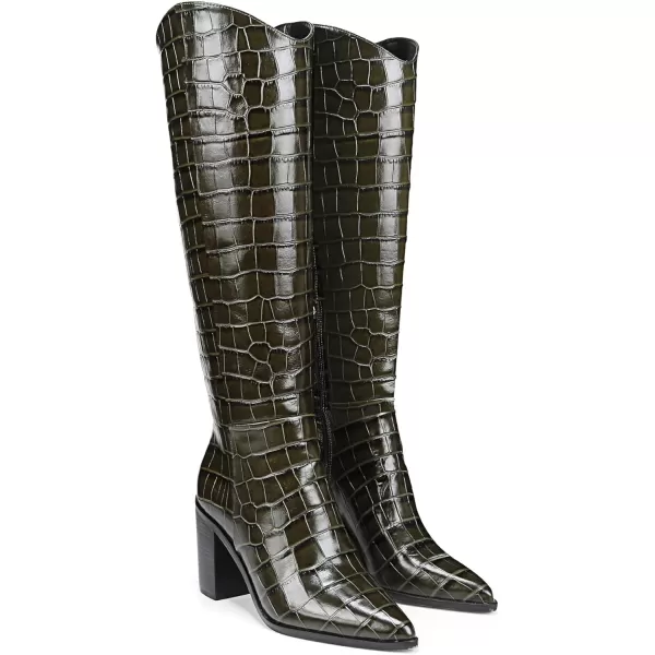 Franco Sarto Womens Ticada Pointed Toe Knee High BootOlive Green Croco Leather