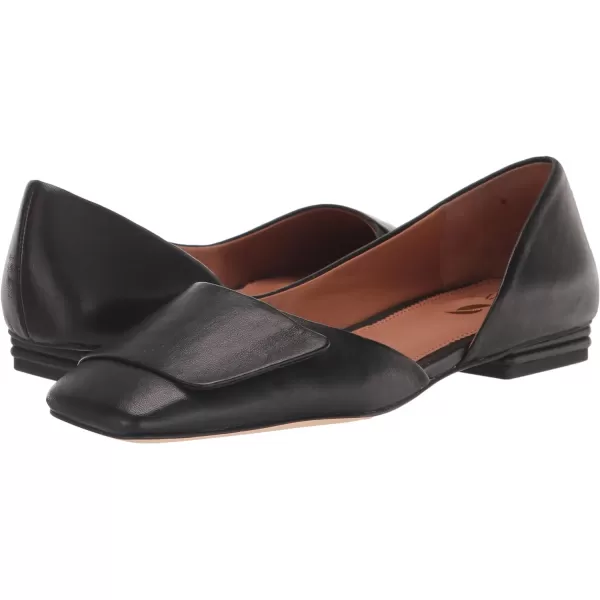 Franco Sarto Womens Tracy Square Toe Flat BalletBlack Leather