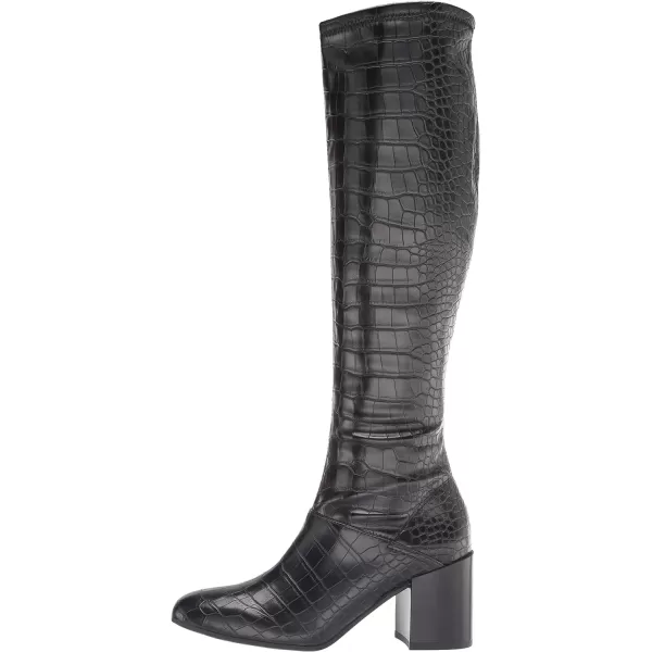 Franco Sarto Womens Tribute Knee High Heeled BootBlack Crocco Faux Leather