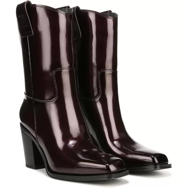 Franco Sarto Womens Valor Square Toe Mid Calf Heeled BootsBordeaux Patent