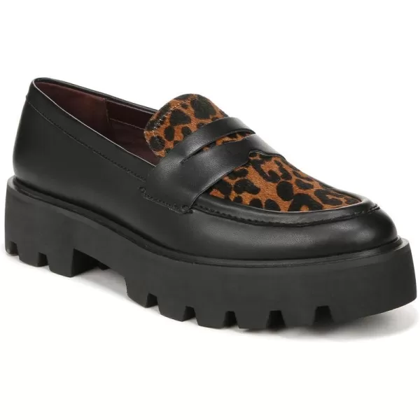 Franco Sarto Womens Balin Lug Sole Chunky LoaferBlack and Leopard